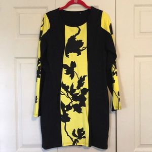 Black and yellow form fitting dress
